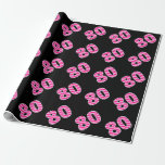 [ Thumbnail: Pink Stripes 80 Event # (Birthday, Anniversary) Wrapping Paper ]