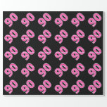 [ Thumbnail: Pink Stripes 90 Event # (Birthday, Anniversary) Wrapping Paper ]