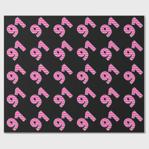 Pink Stripes 91 Event # (Birthday, Anniversary) Wrapping Paper
