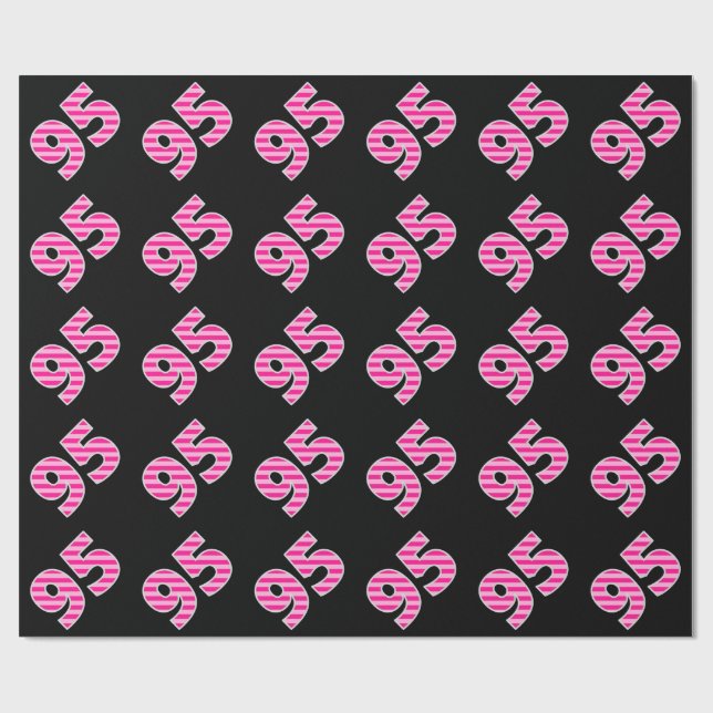 Pink Stripes 95 Event # (Birthday, Anniversary) Wrapping Paper (Flat)