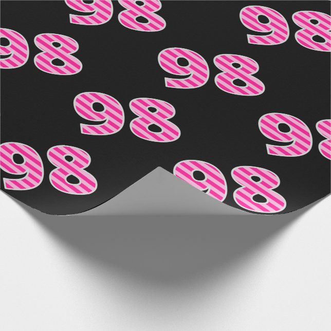 Pink Stripes 98 Event # (Birthday, Anniversary) Wrapping Paper (Corner)