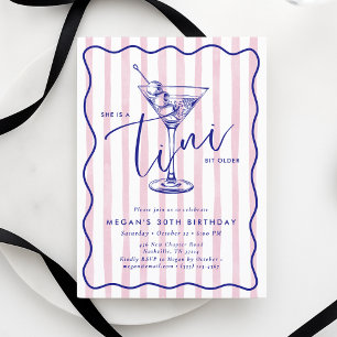 Pink Stripes A Tini Bit Older 30th Birthday Invite