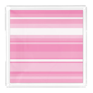 Pink stripes acrylic tray