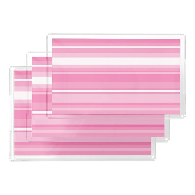 Pink stripes acrylic tray (Set)
