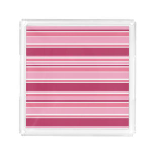 Pink stripes acrylic tray