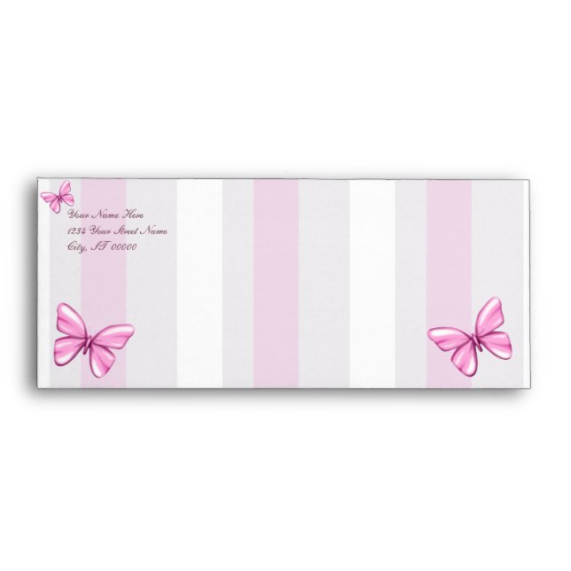 Pink Stripes and Butterflies Envelope (Front)