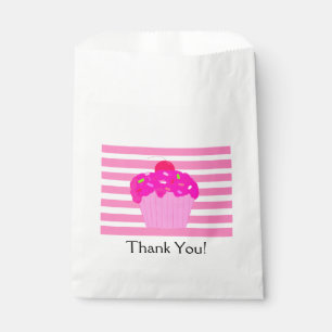 Pink Stripes and Cupcake Favor Bag
