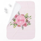 Pink Stripes and Flowers Baby Blanket Pink Stripes and Flowers Baby Blanket