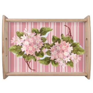 Pink Stripes and Flowers Serving Tray