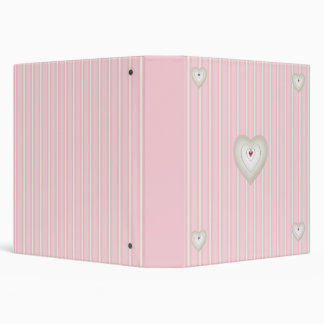 Pink Stripes and Hearts 1.5 inch Binder