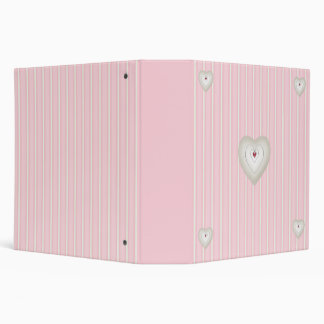 Pink Stripes and Hearts 2inch Binder
