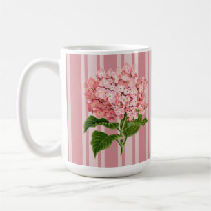 Pink Stripes and Hydrangea Coffee Mug