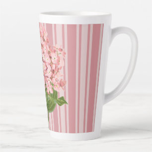 Pink Stripes and Hydrangea Latte Mug