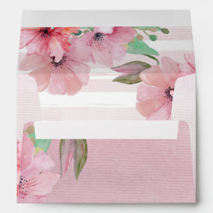 Pink Stripes and Poppies Wedding Envelope