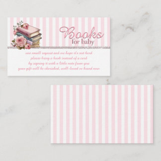 Pink Stripes and Pretty Books for Baby Enclosure Card