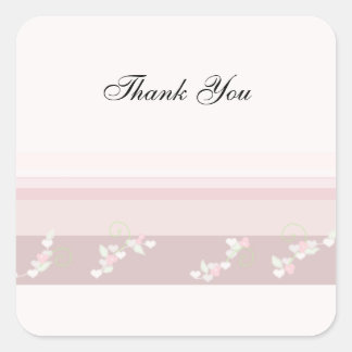Pink Stripes and Tiny Blossoms Square Sticker