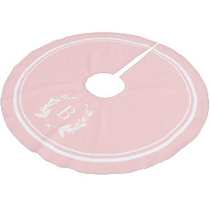 Pink Stripes and Wreath Monogram Tree Skirt