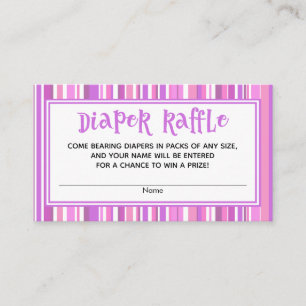 Pink Stripes Baby Girl Shower Diaper Raffle Cards