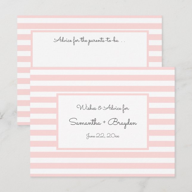 Pink Stripes Baby Shower Advice, prayers Advice Card (Front/Back)