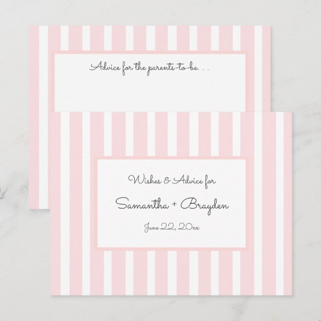 Pink Stripes Baby Shower Advice, prayers Advice Card (Front/Back)
