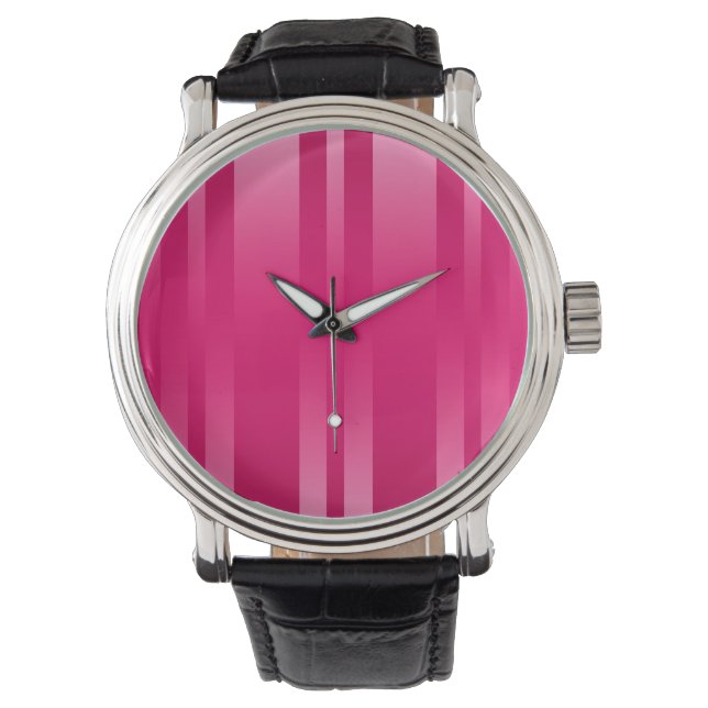 Pink Stripes Background Watch (Front)