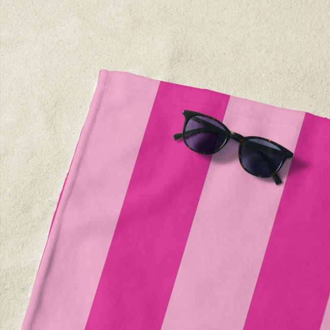 Pink Stripes  Beach Towel (In Situ)