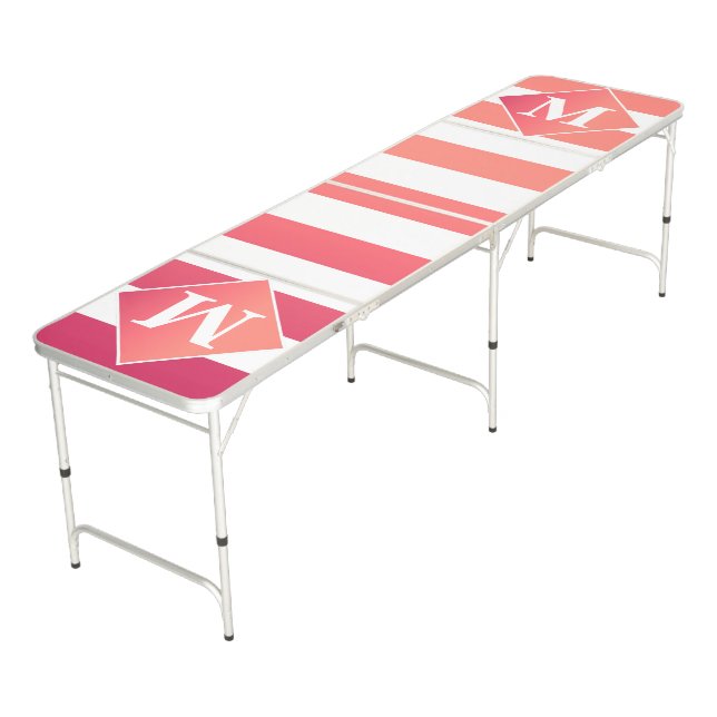 Pink Stripes Beer Pong Table (Angled)