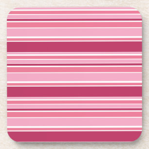 Pink stripes beverage coaster