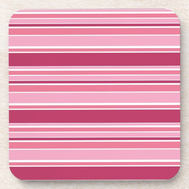 Pink stripes beverage coaster (Front)