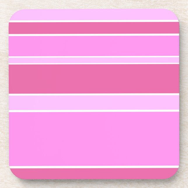 Pink stripes beverage coaster (Front)