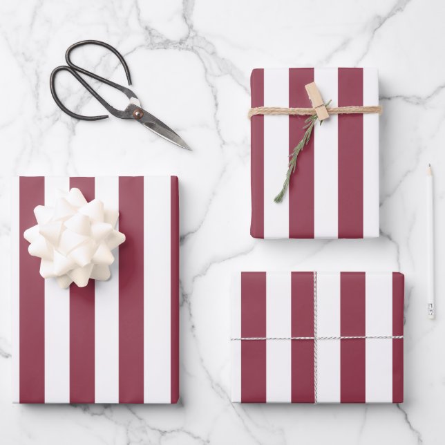 Pink Stripes Birthday Wrapping Paper Sheets (Front)