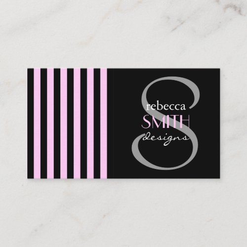 Artistic Abstract Retro Stripes Pink Black Business Cards