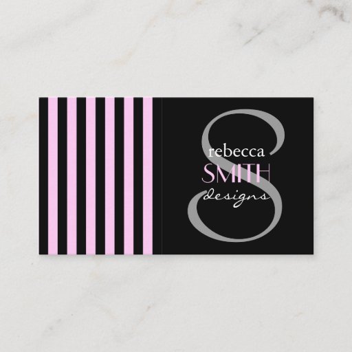 Customizable Artistic Abstract Retro Stripes Pink Black Business Cards