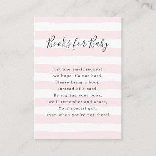 Pink Stripes Books for Baby baby shower Enclosure Card