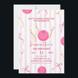 Pink Stripes Bow Girl Bowling Game Time Birthday Invitation<br><div class="desc">Pink Bow Girl Bowling Birthday,  Pink Bowling Game Time Birthday Invitation,  Strike Up Some Fun Birthday Invitation,  Whimsical Pink Stripes Bowling Birthday Invitation,  Pink Stripes Coquette Bowling Birthday Invitation, </div>