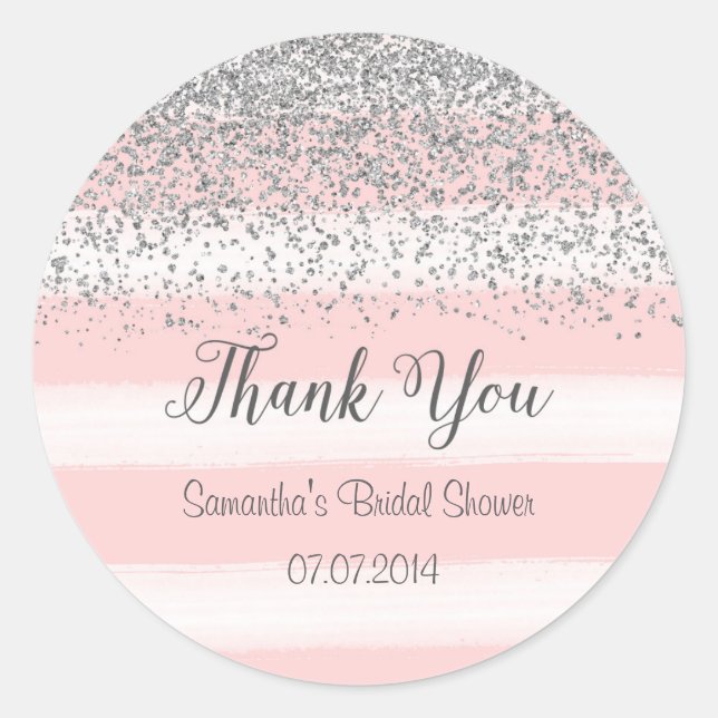 Pink Stripes Bridal Shower Sticker (Front)