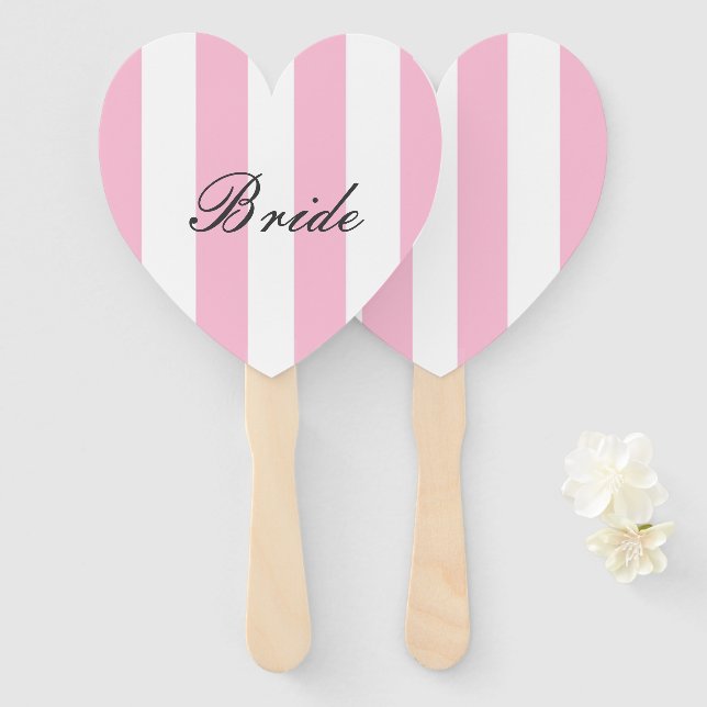 Pink stripes bride sign  hand fan (Front and Back)