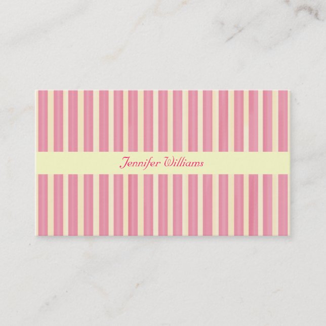 Pink Stripes Business Card (Front)