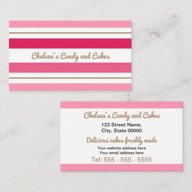 Pink Stripes Business Card (Front/Back)