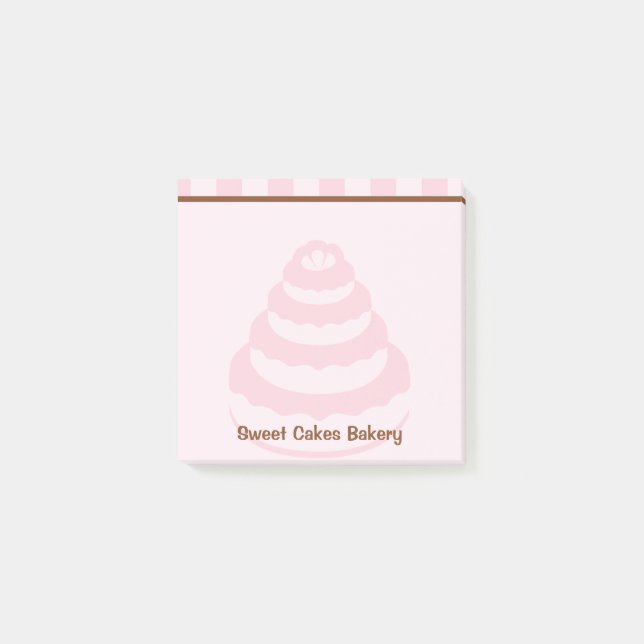 Pink Stripes Cake Bakery Notepad (Front)