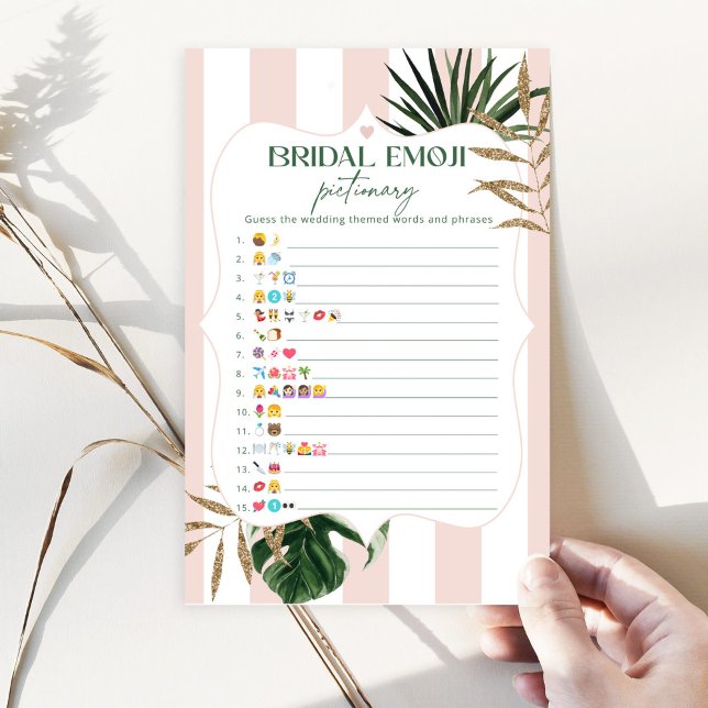 Pink stripes chic bridal shower emoji pictionary (Creator Uploaded)