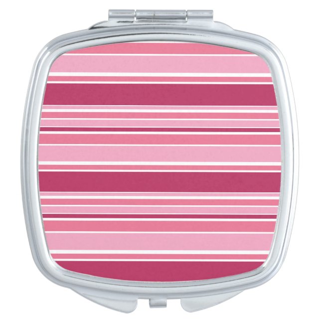 Pink stripes compact mirror (Front)