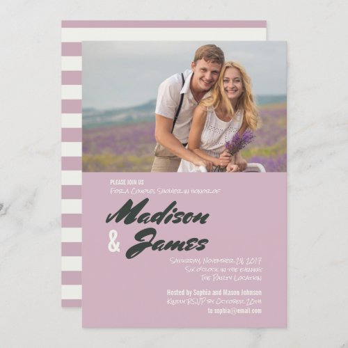 Pink Stripes  Couples Shower Invitations