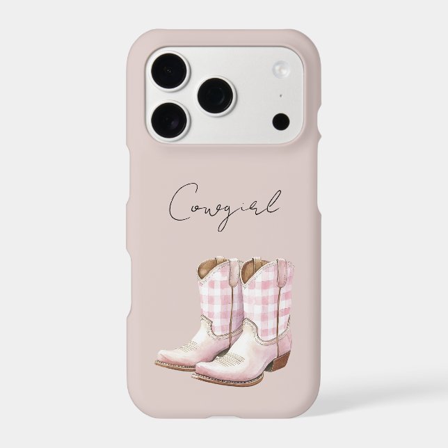 Pink Stripes Cowgirl Boots iPhone Case (Back)