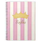 Pink Stripes Crowned Personalized Princess Diary
