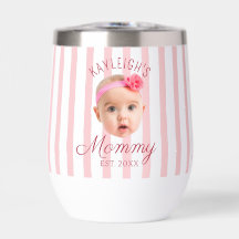 Pink Stripes Custom Face Photo Keepsake Mom Mommy