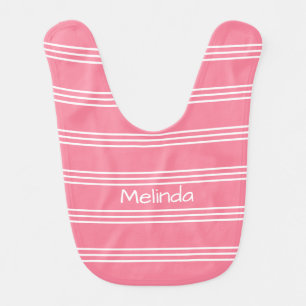 Pink Stripes custom monogram baby bib