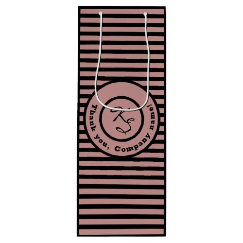 Pink Stripes Custom Monogram  Company Name  Wine Gift Bag