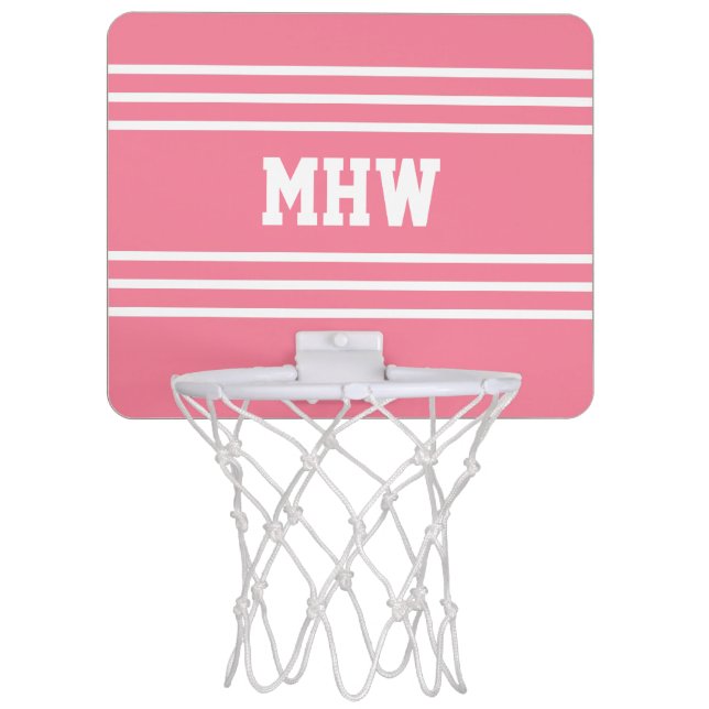 Pink Stripes custom monogram mini hoop (Front)