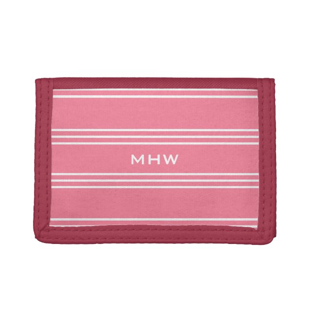 Pink Stripes custom monogram wallets (Front)